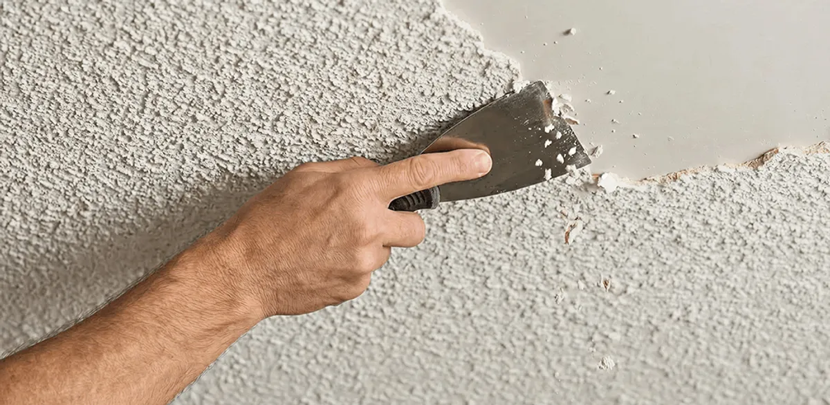 Popcorn ceiling removal scraping off textured ceiling finish in Las Vegas, NV