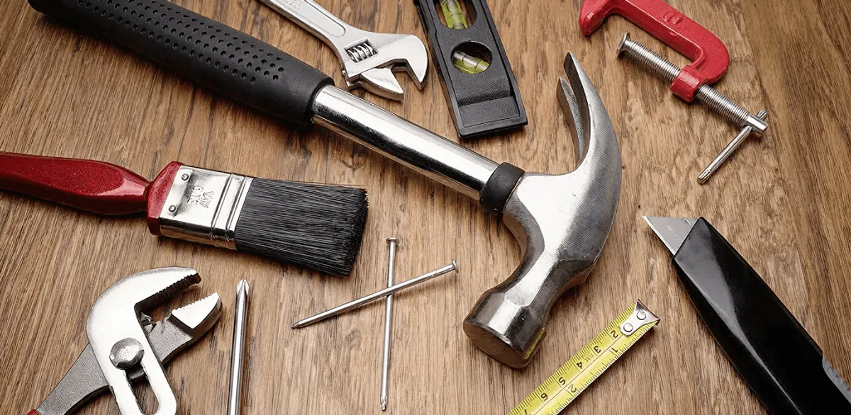 Handyman tools laid out for home repair and maintenance work in Las Vegas, NV