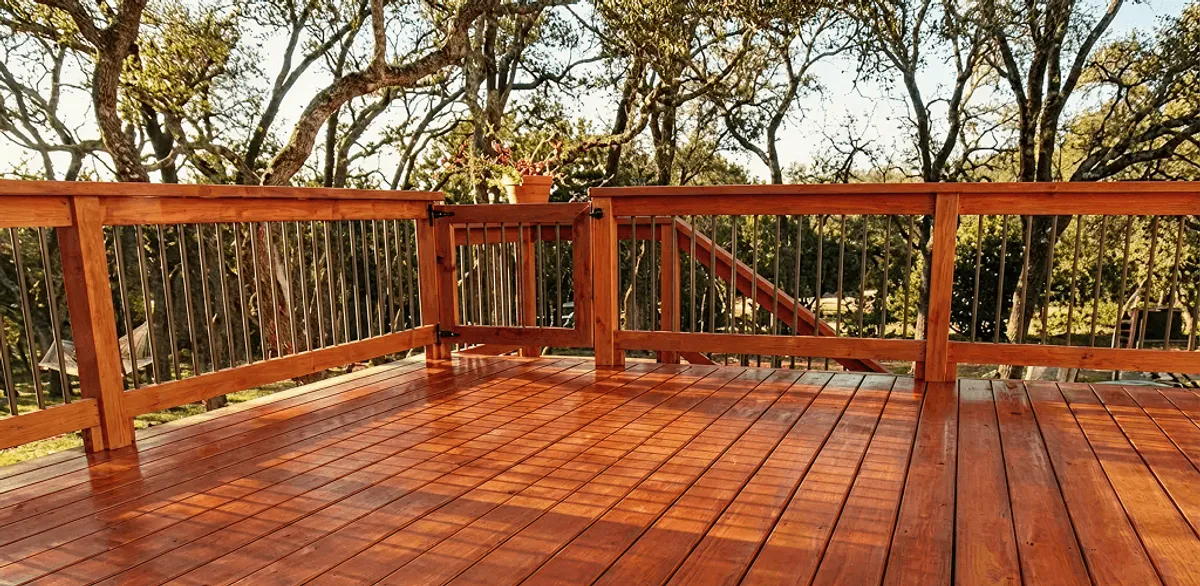 Deck sealing results with a freshly sealed wood deck in Las Vegas, NV